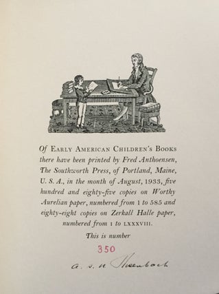 Early American Children's Books With a Bibliographical Descriptions of the Books in his Private Collection