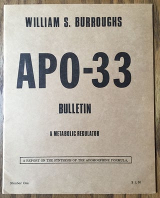 Item #900520 APO-33 Bulletin: A Metabolic Regulator; A Report on the Synthesis of the Apomorphine...