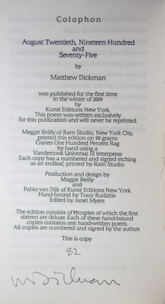 August 20, 1975 / August Twentieth Nineteen Hundred and Seventy-Five (Signed)