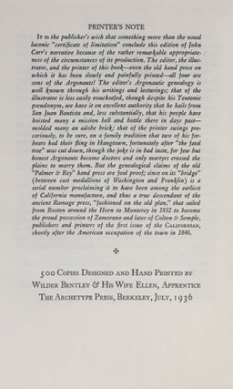 A Vulcan Among the Argonauts: Being Vivid Excerpts From Those Most Original & Amusing Memoirs of John Carr, Blacksmith (Signed by the Editor)