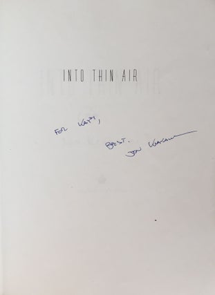 Into Thin Air: A Personal Account of the Mount Everest Disaster (Signed)