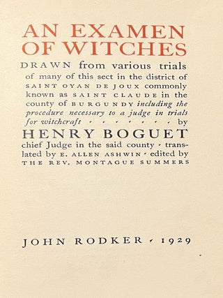 An Examen of Witches (Discours Les Sorciers)