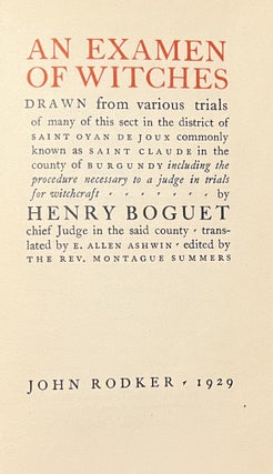 An Examen of Witches (Discours Les Sorciers)