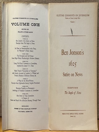 Item #902208 Oldtime Comments on Journalism Volume One (7 of 8 issues): (1) Ben Jonson's 625...