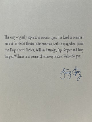 Looking in a Deeper Lair: A Tribute to Wallace Stegner (Signed)