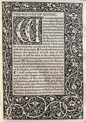 Item #902457 The Nature of Gothic: A Chapter of the Stones of Venice. John Ruskin