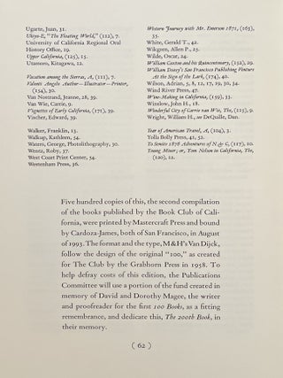 The Two Hundredth Book: A Bibliography of the Books Published by the Book Club of California 1958-1993