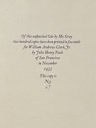 Ode On the Pleasure arising from Vicissitude; Left unfinished by Mr. Gray, and since completed - Two Volume Set