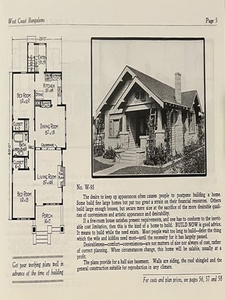 West Coast Bungalows of the 1920s, With Photographs and Floor Plans