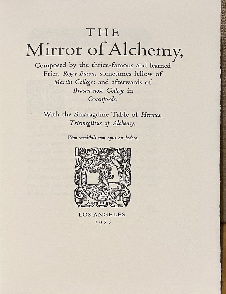 Item #902585 The Mirror of Alchemy. Roger Bacon.