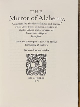Item #902585 The Mirror of Alchemy. Roger Bacon