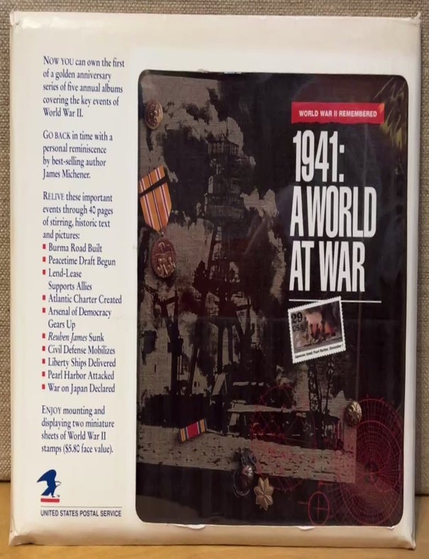 Item #902833 World War II Remembered - 1941: A World at War. Rowe Findley, William H. Bond, James Michener, Text, Stamp Artist, Introduction.